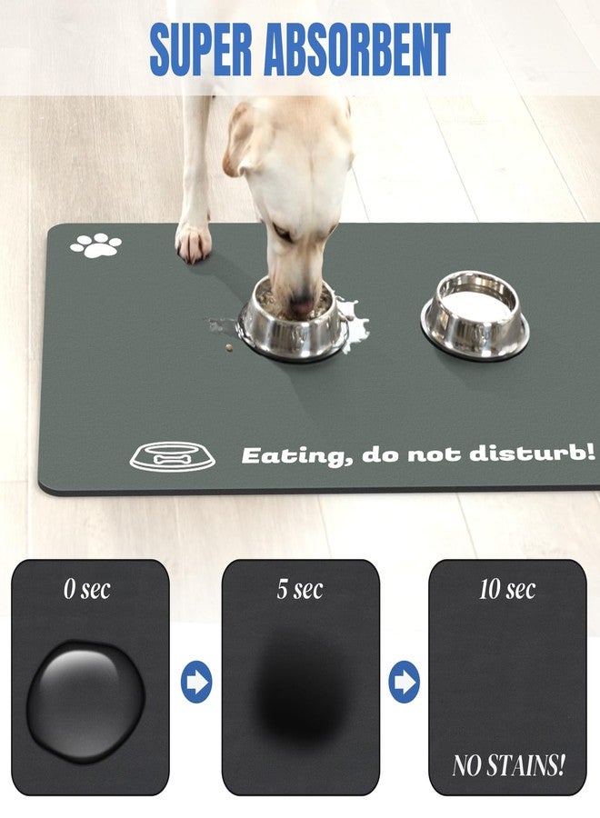 Plentio Extra Large Pet Food Mat, 36" x 24", Absorbent Dog Mat for Food and Water, Dog Feeding Mat to Protect Your Floors, Gray - Image 2